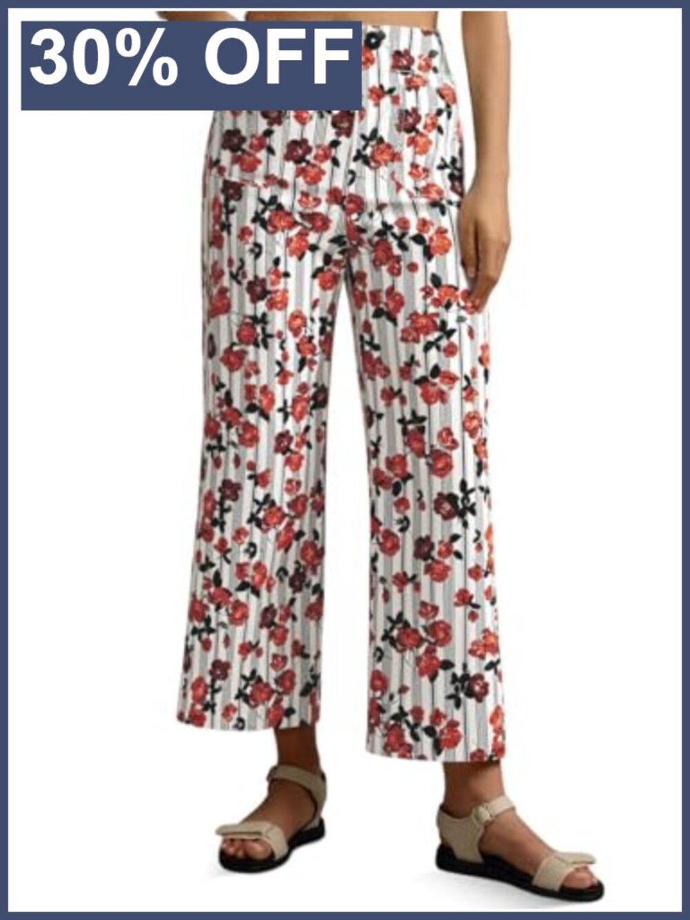 High Waisted Cropped Wide Leg Floral Jeans Stretchy Denim Pants